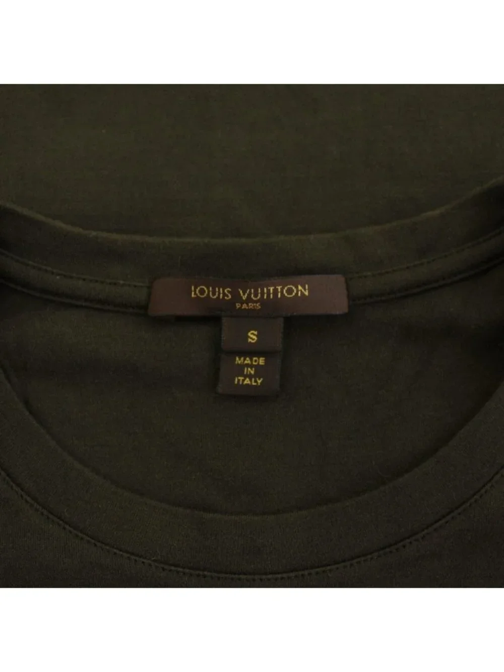 Louis Vuitton T-Shirt Crew Neck Short Sleeve Monogram Embroidery S Khaki Mhjr